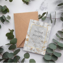 Marbre gris moderne Agate & Mariage d'huile or