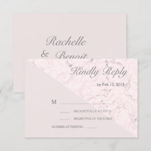 Invitation Marbre gris rose vif moderne mariage rsvp