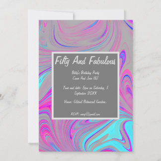 Invitation Marbre Liquide Cinquante Et Fabuleux anniversaire