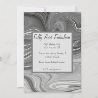 Invitation Marbre Liquide Cinquante Et Fabuleux anniversaire