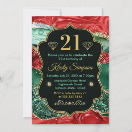 Invitation Marbre Noël Agate & Paillettes dorées Anniversaire