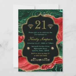 Invitation Marbre Noël Agate & Paillettes dorées Anniversaire