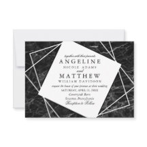 Marbre noir avec mariage géométrique blanc Invitat