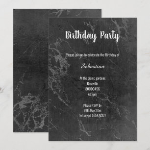 INVITATION MARBRE NOIR SIMPLE TOUTE OCCASION ANNIVERSAIRE