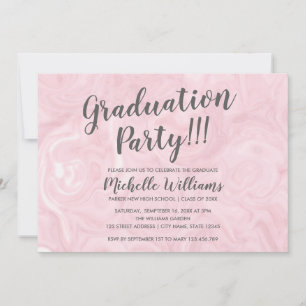 Invitation Marbre or Rose   Diplôme féminin