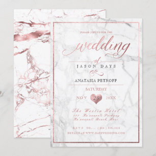 Invitation Marbre PixDezines/Rose Gold/Mariage Faux