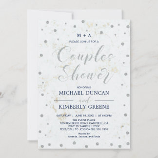 Invitation Marbre & pois | Mariage Couple Argent Shower