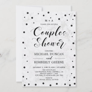 Invitation Marbre & Polka dot   Shower de mariage pour couple