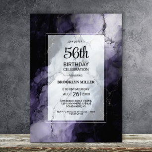 Invitation Marbre pourpre N'importe quel âge fête d'anniversa