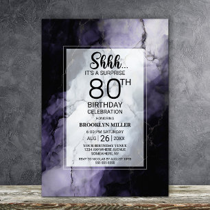 Invitation Marbre pourpre Surprise 80e anniversaire