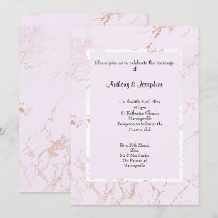 INVITATION MARBRE ROSE DOUX ÉLÉGANT MARIAGE CLASSIQUE