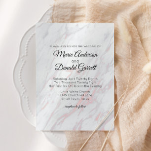 Invitation Marbre rose et gris moderne