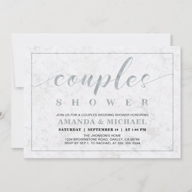 Invitation Marbre | Simple moderne Wedding shower Couples (Devant)