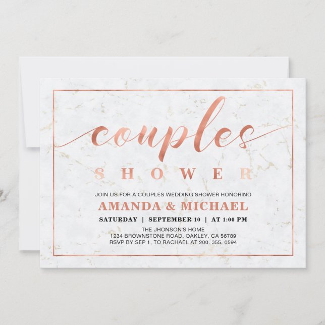 Invitation Marbre | Simple moderne Wedding shower Couples (Devant)