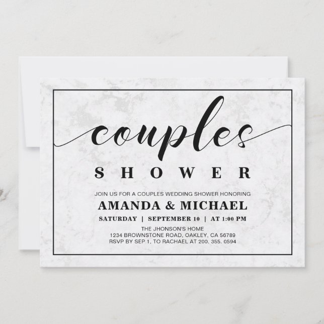 Invitation Marbre | Simple moderne Wedding shower Couples (Devant)