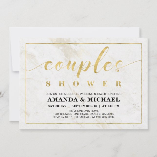 Invitation Marbre | Simple moderne Wedding shower Couples (Devant)