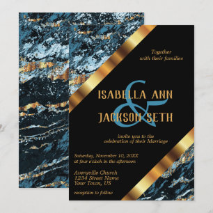 Invitation Marbre turquoise et or