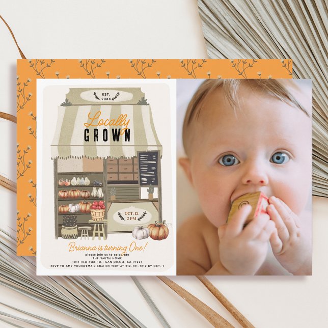 Invitation Marché à croissance locale Automne Photo 1er anniv (Créateur téléchargé)