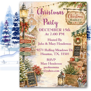 Invitation Marché de Noël Vintage Célébration de Fêtes