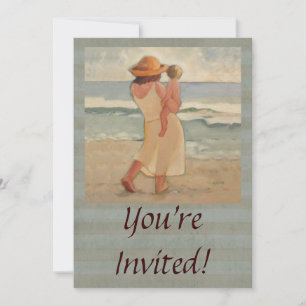 Invitation Marche de plage avec mère et bébé