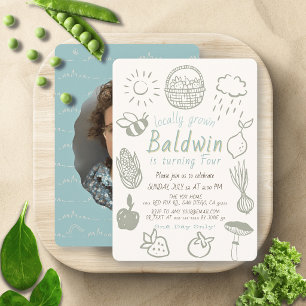Invitation Marché de producteurs locaux Doodle Bleu Anniversa