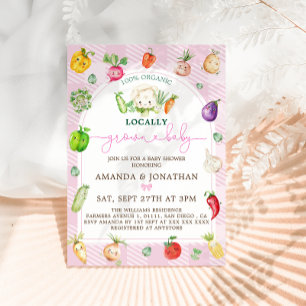 Invitation Marché de producteurs roses pour Baby Shower de pr