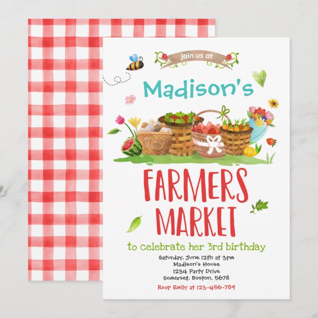Invitation Marché des fermiers Anniversaire de la ferme de fi (Devant / Derrière)