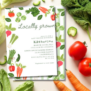 Invitation Marché fermier bébé shower légumes verts locaux