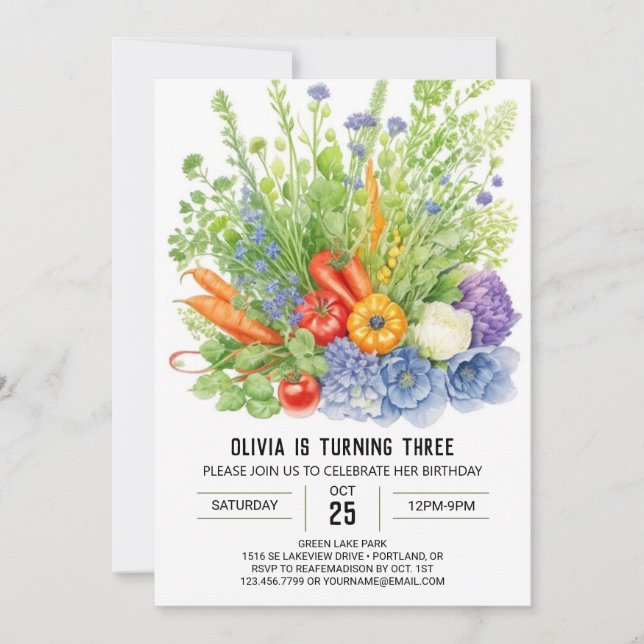 Invitation Marché pour enfants Farmer's Birthday (Devant)