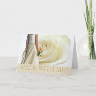Invitation Marcher avec moi demander rose blanche