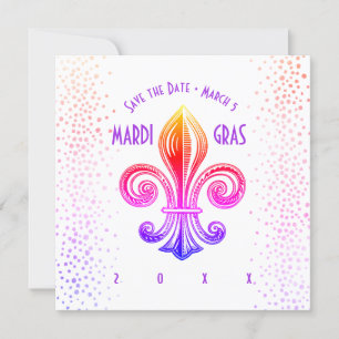 Invitation Mardi Gras Arc En Ciel Fleur De Lis