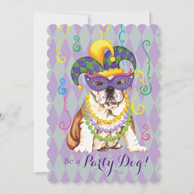 Invitation Mardi Gras Bulldog (Devant)