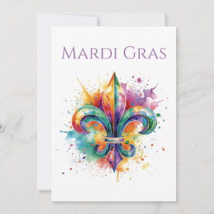 Invitation Mardi Gras élégant à l'aquarelle 