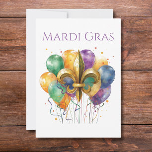 Invitation Mardi Gras élégant à l'aquarelle 