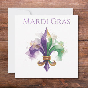 Invitation Mardi Gras élégant aquarelle 