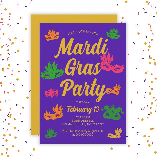 Invitation Mardi Gras Fat Mardi Carnaval (Mardi Gras Party Fat Tuesday Carnival Invitation
)