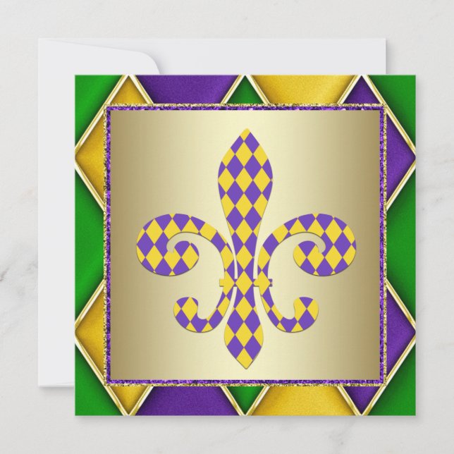 Invitation Mardi gras Fleur de Lis Mardi gras (Devant)