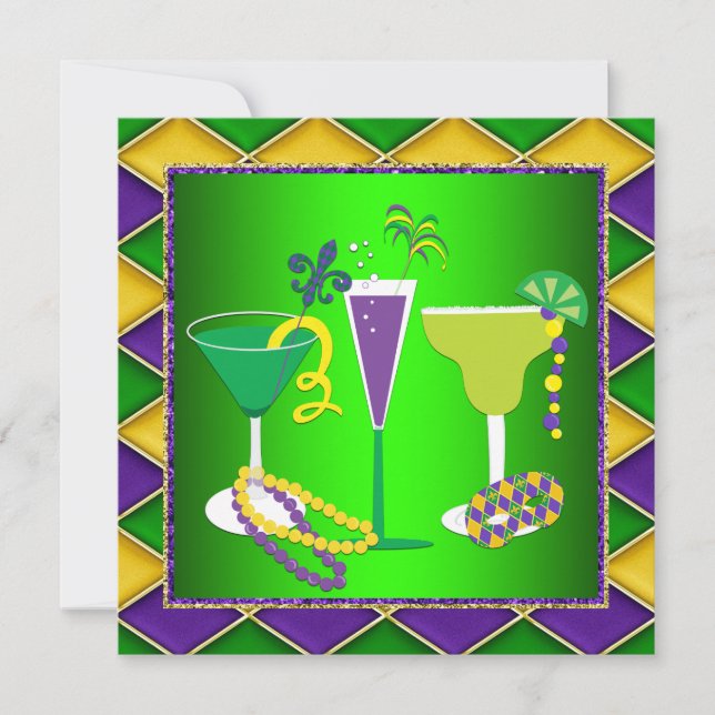 Invitation Mardi gras Fleur de Lis Mardi gras (Devant)