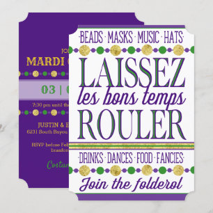 Invitation Mardi Gras   Laissez Les Bons Temps Rouler becomes