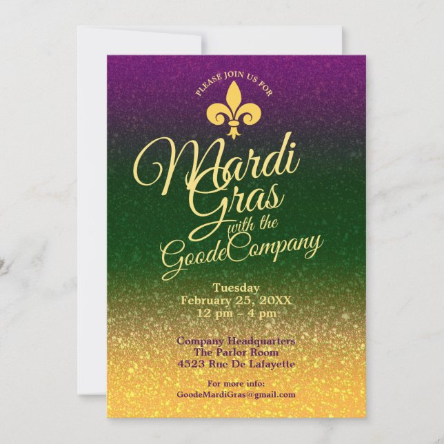 Invitation Mardi gras Mardi gras| Parti (Devant)