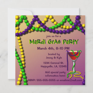 Invitation Mardi Gras Martini