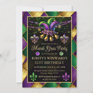 Invitation Mardi Gras Mascarade 21e Anniversaire