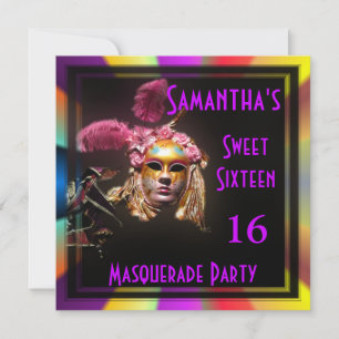 Invitation Mardi Gras mascarade seize parti