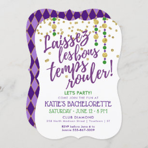 Invitation Mardi Gras   Masquerade Bachelorette