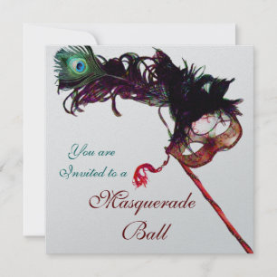 Invitation MARDI GRAS MASQUERADE BALL Argent Métallique