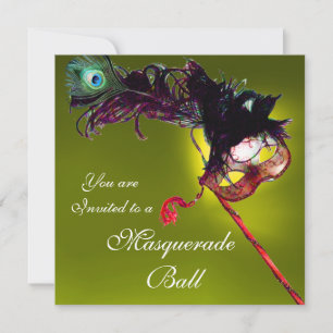 Invitation MARDI GRAS MASQUERADE BALL jaune