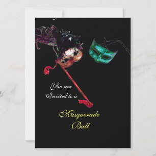 Invitation MARDI GRAS MASQUERADE BALL, noir rsvp