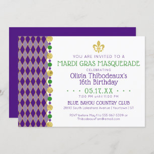 Invitation Mardi Gras Masquerade Party