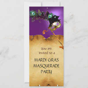 Invitation MARDI GRAS MASQUERADE PARTY, violet