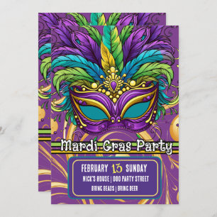Invitation Mardi Gras Parade et Masque de fête